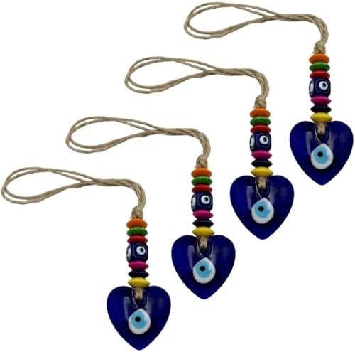 Set of 4 Blue Evil Eye Wall Hanging Car Charm Decor