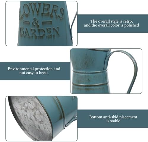 Creative Blue Iron Pot Flower Vase for Home Decor
