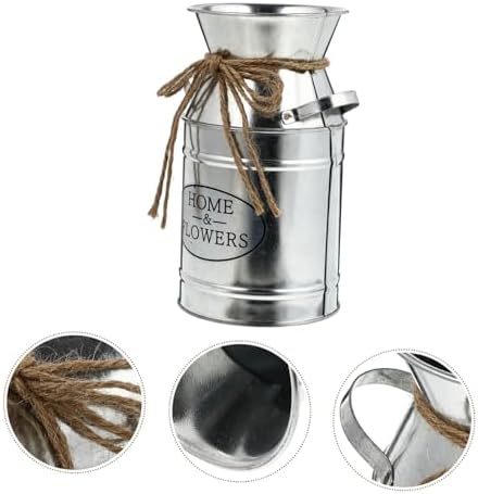 STOBAZA Vintage Iron Bucket Flower Vase Decor