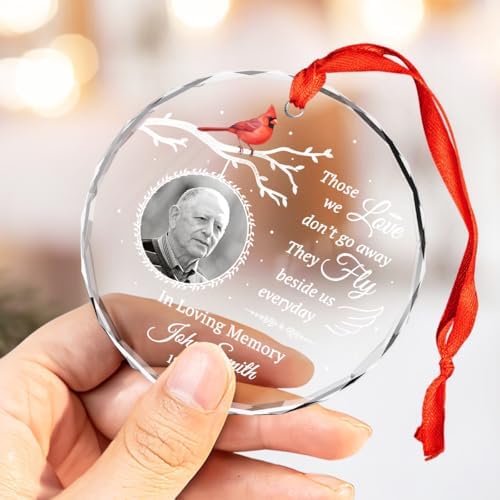 Personalized Glass Ornament for Dad Mom - Sympathy Memorial Keepsake