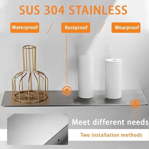 16 Inch Stainless Steel Floating Shelf for Modern Decor