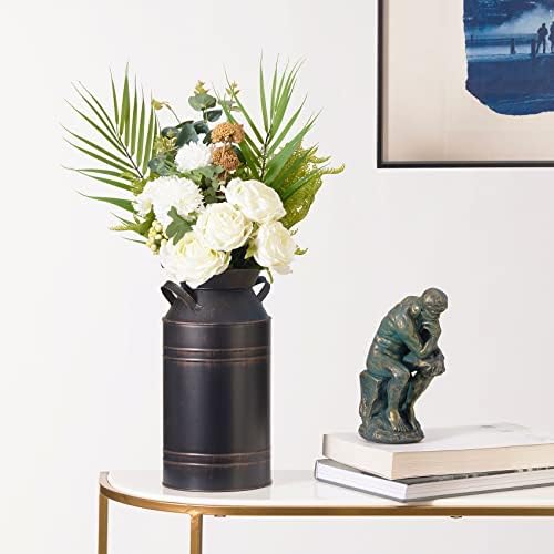 12 Inch Galvanized Metal Milk Can Vase for Home Decor
