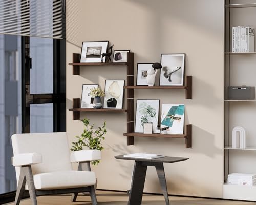 Rustic Floating Shelves 228x67 Solid Wood Bookshelves for Books Plants Photos and Decor