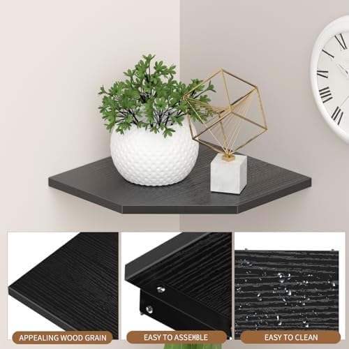 JJL Corner Shelves 4 Tier 133 Inch Deep Wooden Wall Mounted Storage