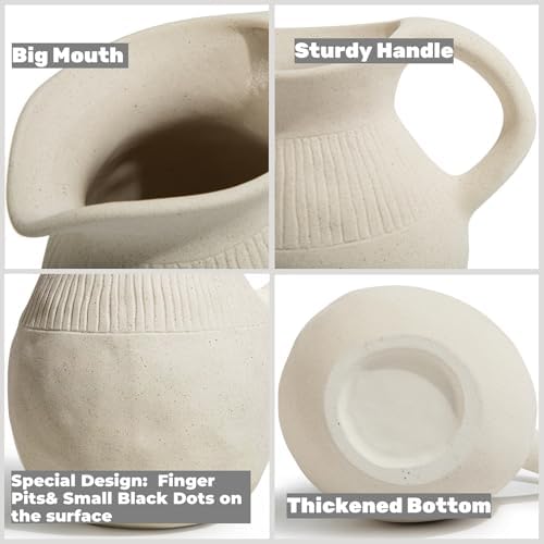 Ceramic Jug Vase Small Rustic Handle Decor Pot for Home