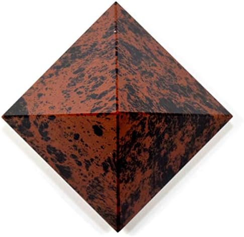 Mahogany Obsidian Pyramid Decor Stone with Clear Quartz Cabochon