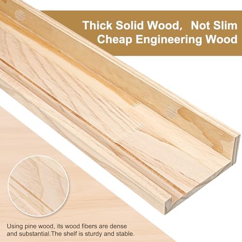 24 Inch Pine Wood Floating Shelves Set of 2 for Home Decor