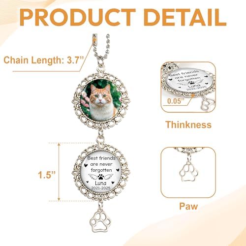 Hyturtle Personalized Pet Memorial Car Ornament - Custom Photo Gift
