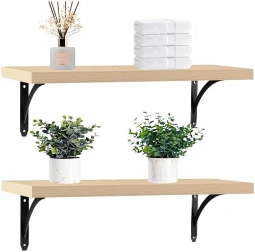 White Oak Floating Shelves Wall Mount Set of 2