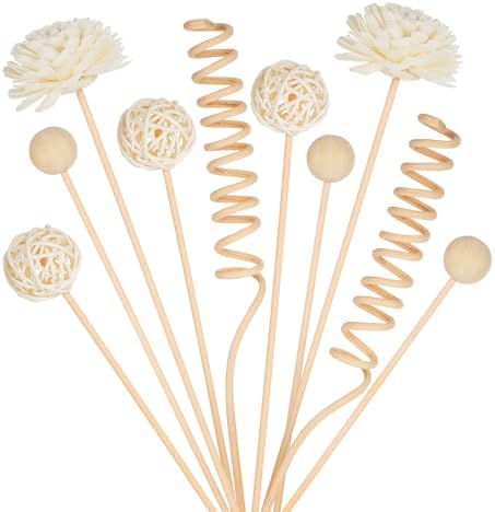 WUTAOBON 10 Inch Reed Diffuser Set 10 Pcs Natural Rattan