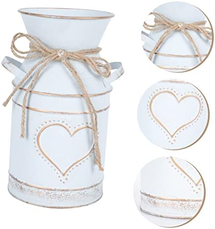 Vintage Galvanized Flower Vase Rustic Decorative Pot