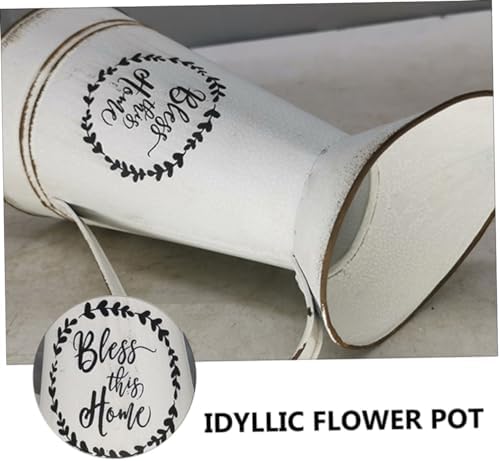 STOBAZA Rustic Vintage White Flowerpot Vase for Home Decor
