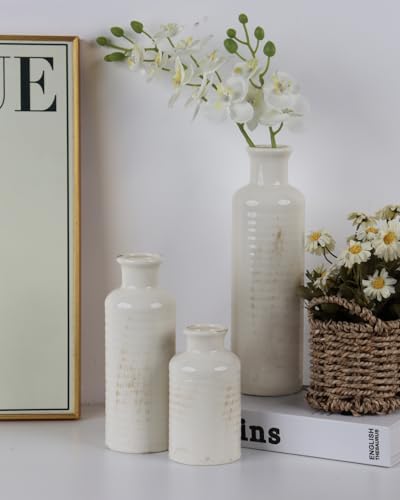 CheeryStow White Ceramic Vase Set of 3