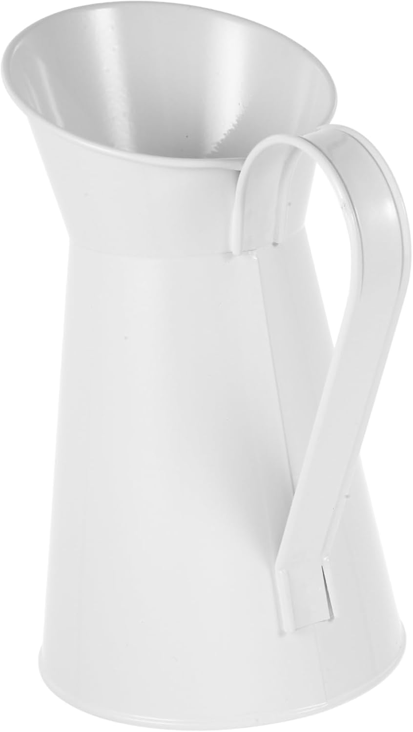 Retro Flower Jug Iron Vase with Side Handle for Balcony and Desktop Display