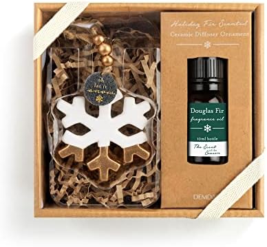 Snowflake Gold Tone and White 25 Inch Diffuser Hanging Christmas Ornament 2 PC Set