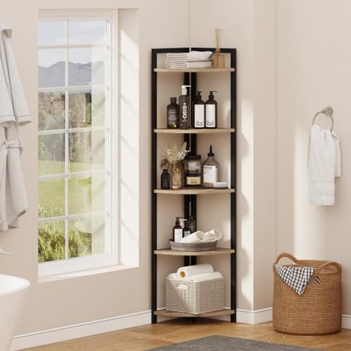 FATORRI Tall Corner Shelf with 5 Tiers