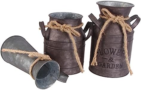 3pcs Retro Iron Flower Bucket Vase Set