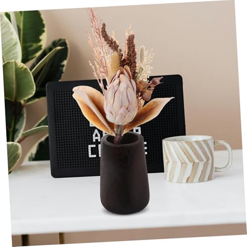 STOBAZA Small Rustic Wood Flower Vase Elegant Decorative Tabletop Case for Floral Arrangements