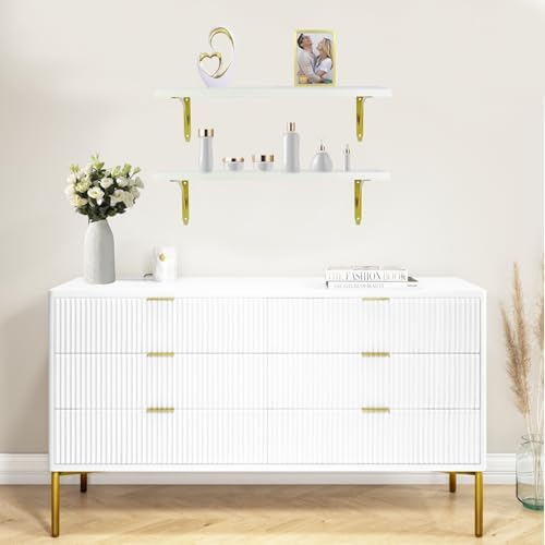 White and Gold Floating Shelves 16 in