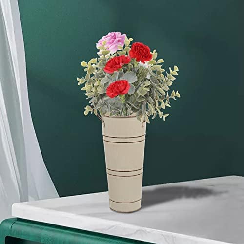 Beavorty Metal Flower Vase Shabby Chic Decorative Bucket with Handles