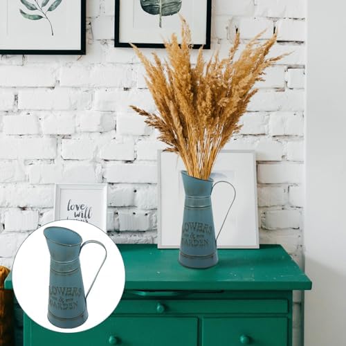 Creative Blue Iron Pot Flower Vase for Home Decor