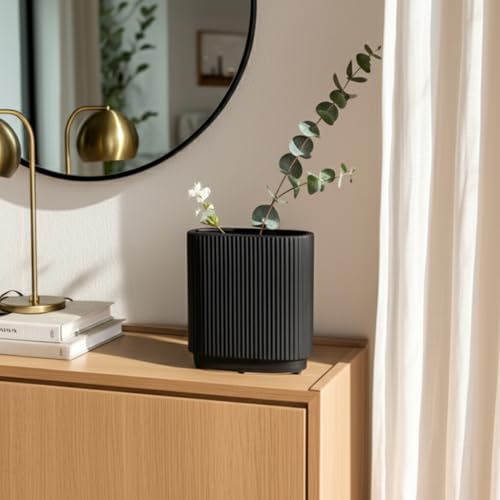 Sagebrook Home Modern Ribbed Ceramic Vase 8 Black