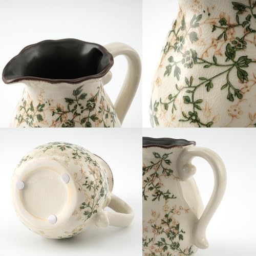 79 Inch Green and White Chinoiserie Vase with Handle
