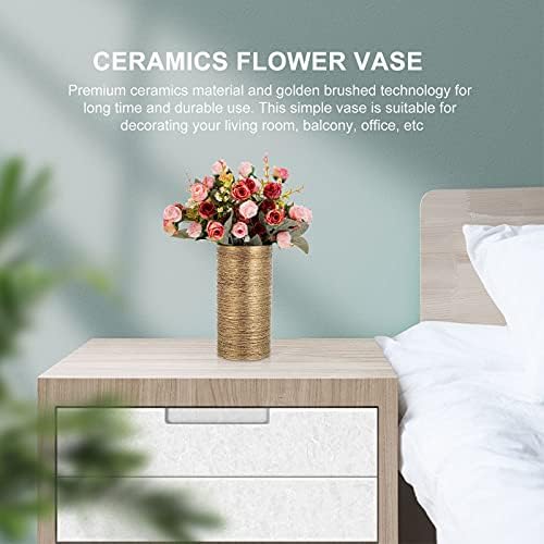 GANAZONO 1pc Golden Brushed Flower Vase Simple Nordic Design