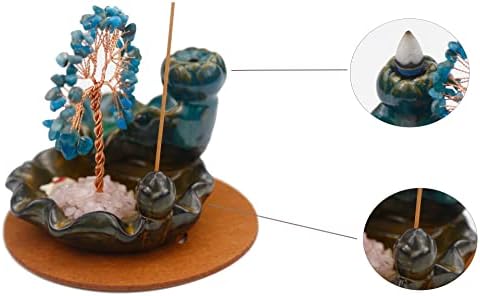 Crystal Tree Waterfall Incense Burner with 30 Cones 30 Sticks Healing Crystal Necklace