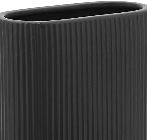 Sagebrook Home Modern Ribbed Ceramic Vase 8 Black