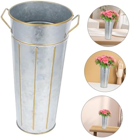 Vintage Iron Flower Arrangement Vase Rustic Decor