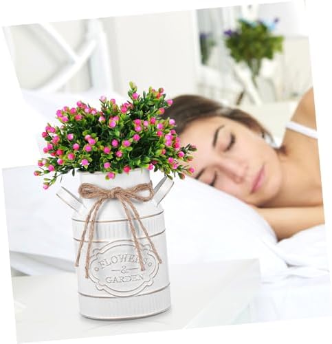 Rustic Galvanized Metal Flower Bucket Vintage Decorative Vase