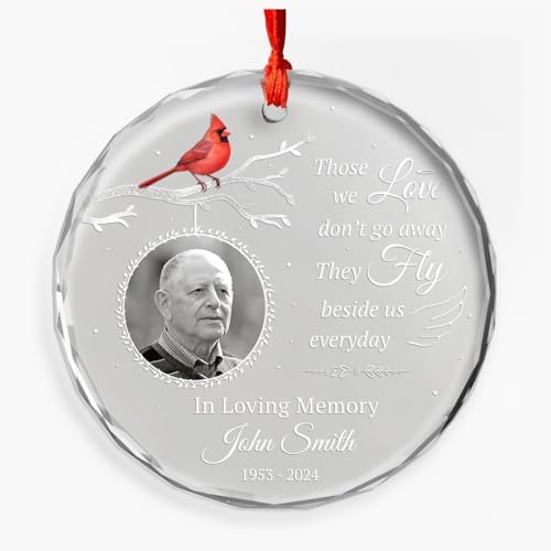 Personalized Glass Ornament for Dad Mom - Sympathy Memorial Keepsake