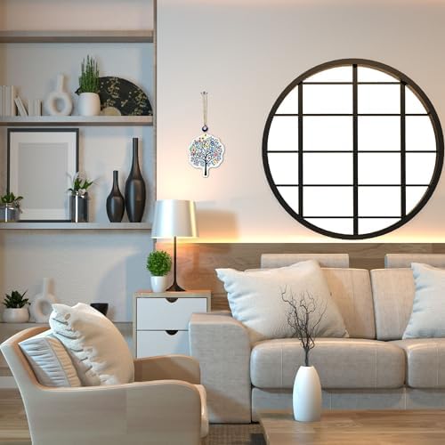 Blue Glass Evil Eye Tree of Life Amulet 53 Inch Hanging Decor