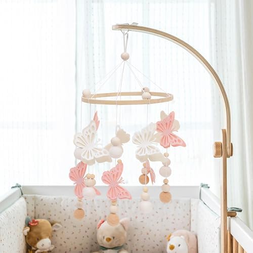RSOLIET Crib Girl Butterfly Charm Pink Off-White Ornament