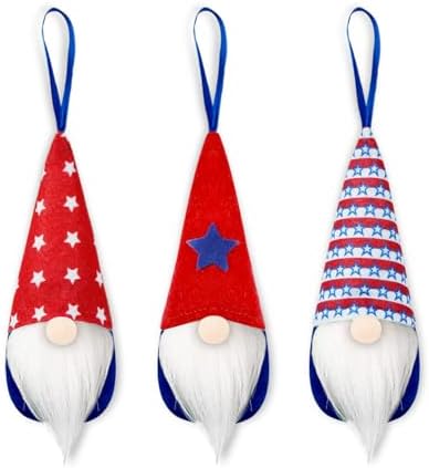 Patriotic Gnome Ornaments 10 Pack Red White Blue Decor