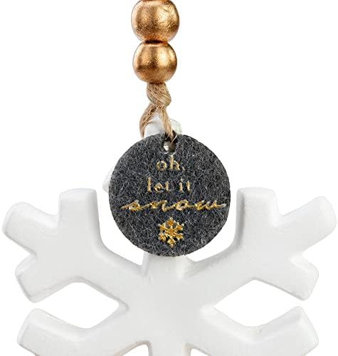 Snowflake Gold Tone and White 25 Inch Diffuser Hanging Christmas Ornament 2 PC Set