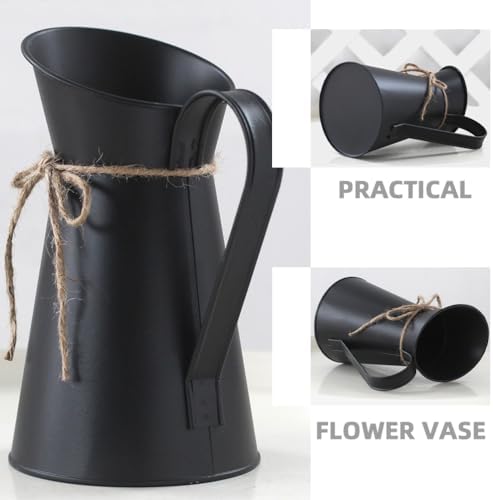 VOSAREA Vintage French Pitcher Vase 76 Inch Metal Bucket with Handle for Dried Flowers