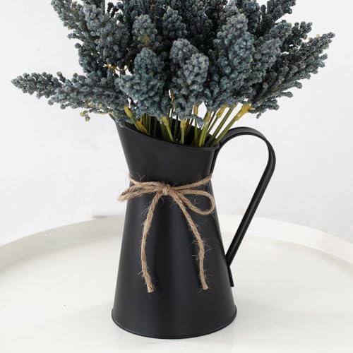 VOSAREA Vintage French Pitcher Vase 76 Inch Metal Bucket with Handle for Dried Flowers