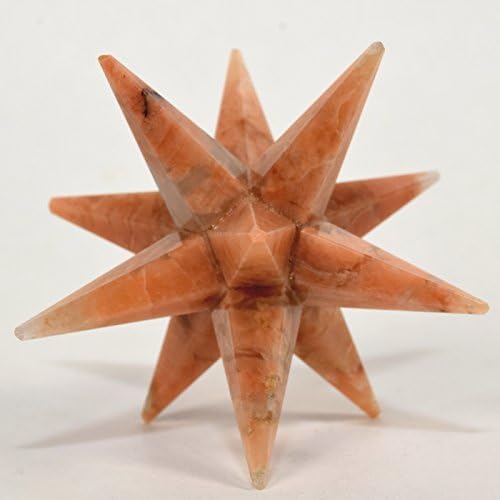HQRP 72mm 12 Point Peach Moonstone Merkaba Star - India Clear Quartz Cabochon