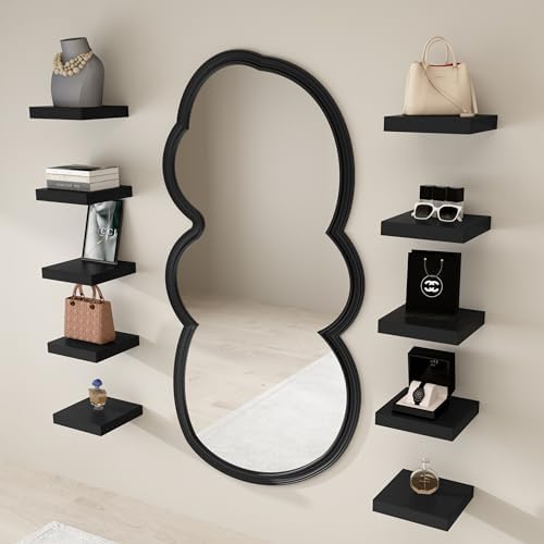 WELLAND 9 14 Inch Black Floating Shelves for Wall