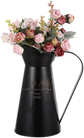 Rustic Farmhouse Iron Vase - Black Decorative Centerpiece