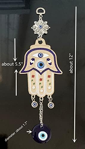 Turkish Blue Evil Eye Hamsa Hand Wall Hanging Decor - Retro Design