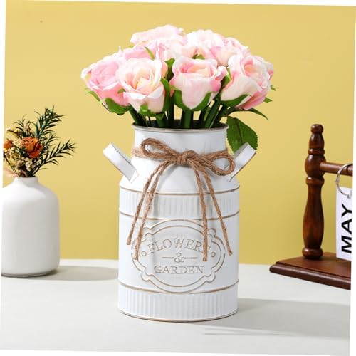 Vintage Metal Flower Bucket Planter Vase