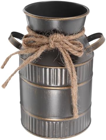 Shabby Chic Milk Can Vase with Handles for Home Decor