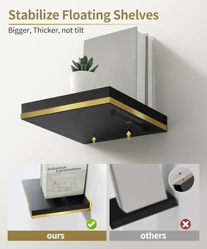 Modern Floating Shelves for Wall Square Black Cube Decor Set of 2