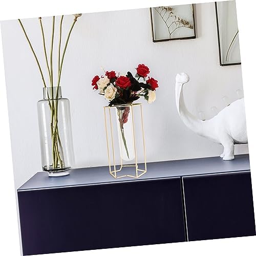Nordic Style Iron Art Flower Vase with Glass Holder