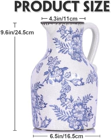 Blue and White Floral Vase - 96 Inch Chinoiserie Decor Vintage Ceramic Vase