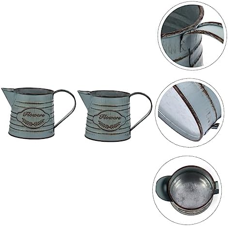 Antique Iron Flowerpot Decorative Vase for Home Office Bonsai Arrangement Vintage Design 2pcs Set