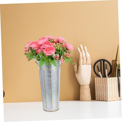 Vintage Iron Flower Arrangement Vase Rustic Decor